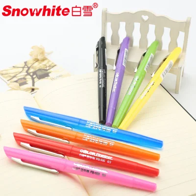 편지지 도매 Snowhtie 펠트 펜 금속 클립 Fineliner 팁, 빨간색, 12CT, 클래식 펜